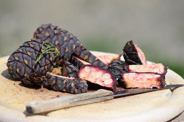 stone pine cones cut