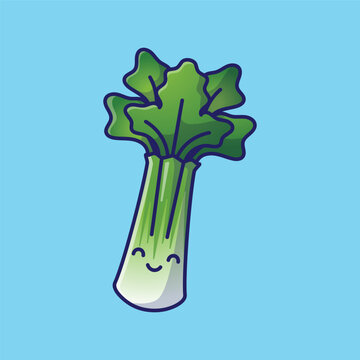 Celery vegetable smiling face mascot cartoon illustration