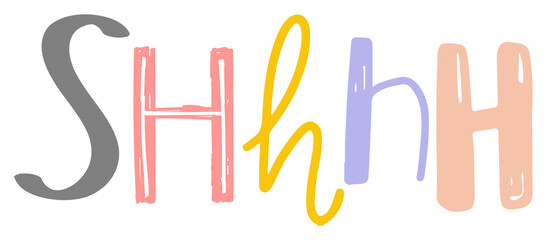 Shhhh word png doodle lettering