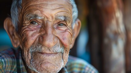 A close up of a smiling elderly man.