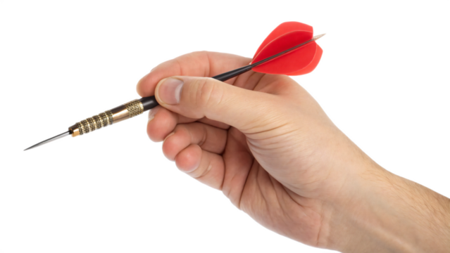 hand holding dart