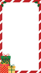 Fototapeta premium Cute christmas frame border with gift boxes and strip line background