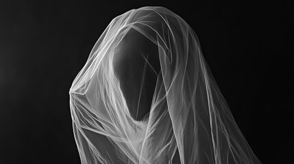 Translucent Elegance: A Developing Veil on a Mysterious Black Canvas