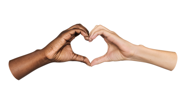 PNG hands making heart, diversity, collage element on transparent background - Powered by Adobe