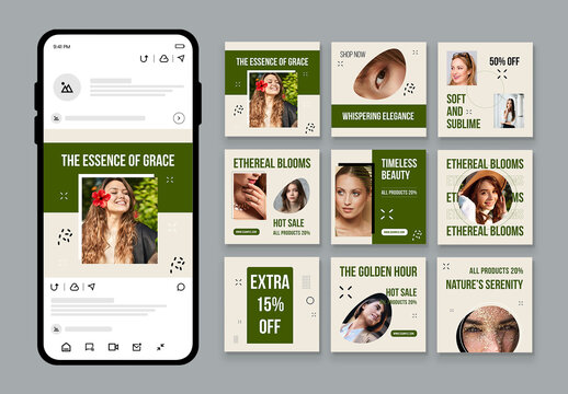 Fashion Social Media Post Template Design Set