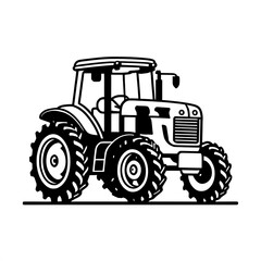 Fototapeta premium Farm Tractor Icon: A simple yet powerful black and white illustration of a classic farm tractor, perfect for branding, agricultural projects, and more. 