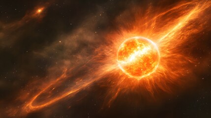 Obraz premium Fiery Stellar Explosion In A Cosmic Nebula