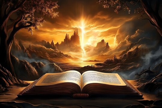 A Sacred Depiction of Scripture Surrounded by Natural Beauty