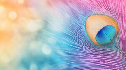 A colorful peacock feather with a blue and orange center