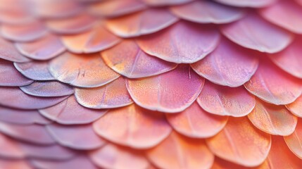 A close up of a feather with a pink and orange hue