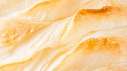 A close up of a piece of pastry with a golden brown crust