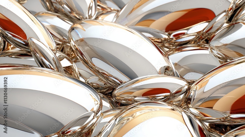 Poster abstract chrome metal texture background shiny reflective luxury 3d render