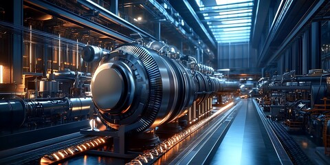 Fototapeta premium Innovations in industrial gas turbines continue to improve energy output and sustainability.
