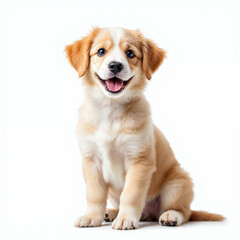 golden retriever puppy isolated on white background