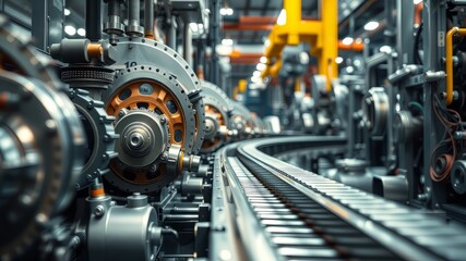 Fototapeta premium Industrial Machinery Gears Conveyor Belts High-Resolution Photo