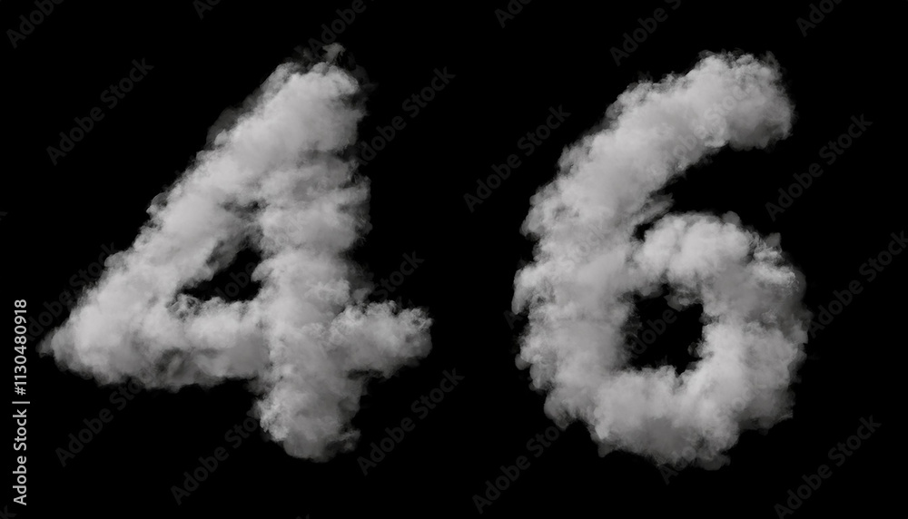 Fototapete seven, set of numbers made of clouds in a blue sky, 3d rendering