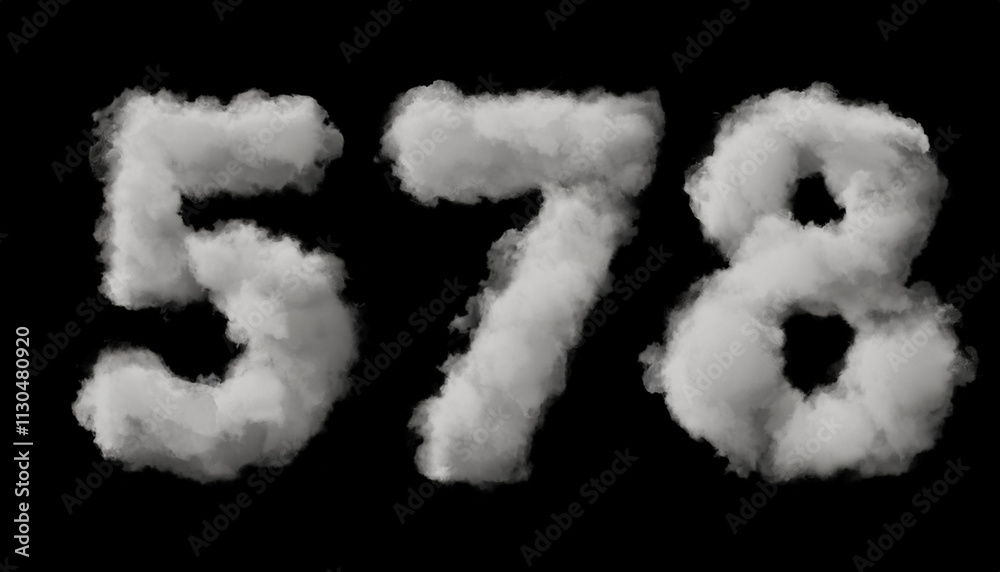 Fototapete seven, set of numbers made of clouds in a blue sky, 3d rendering