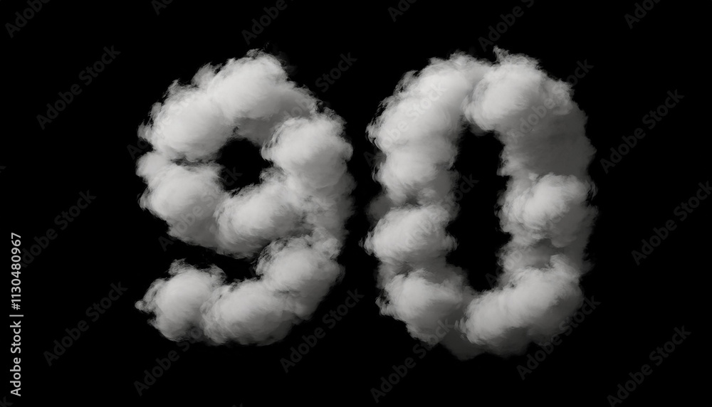 Fototapete seven, set of numbers made of clouds in a blue sky, 3d rendering