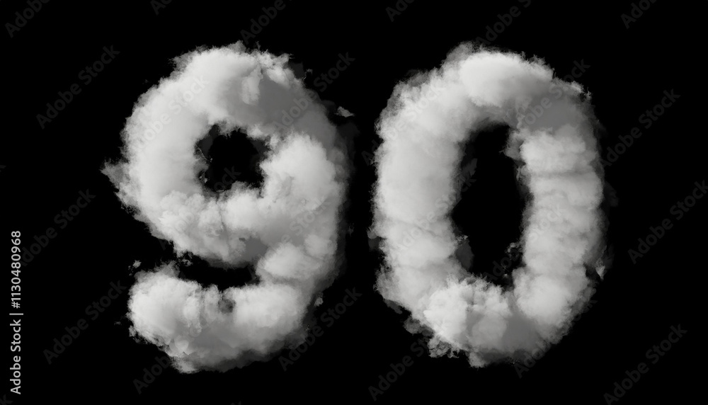 Fototapete seven, set of numbers made of clouds in a blue sky, 3d rendering