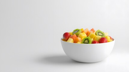 Fresh Fruit Salad in White Bowl Ready To Eat