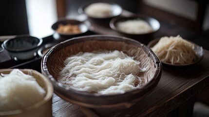 Homemade rice noodles from a small eatery