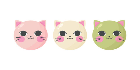 Fototapeta premium Cute kawaii cat dango. Mochi dango sweet dessert. Traditional Japanese sweet wagashi food. Vector illustration