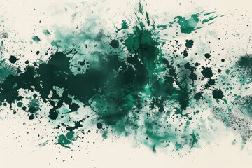 close up horizontal abstract illustration of a dark green stain over a white background