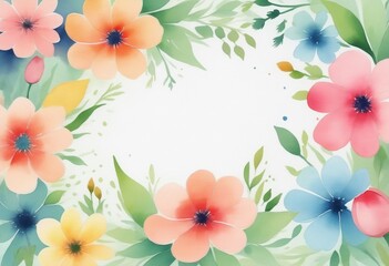 Obraz premium Spring floral watercolor background painting pattern
