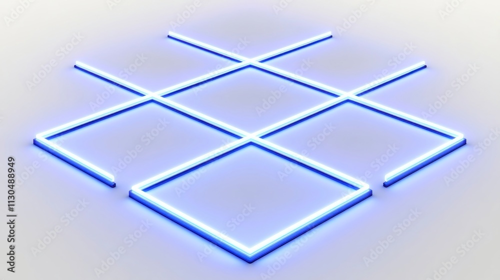 Poster abstract blue neon light grid pattern modern design technology background