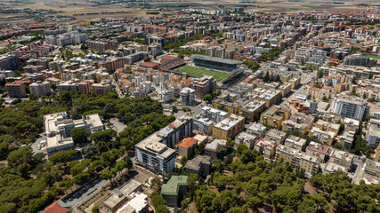 Obraz premium Aerial view of the Pino Zaccheria stadium in Foggia, Puglia, Italy. It is the city's municipal stadium and where the local football team plays.