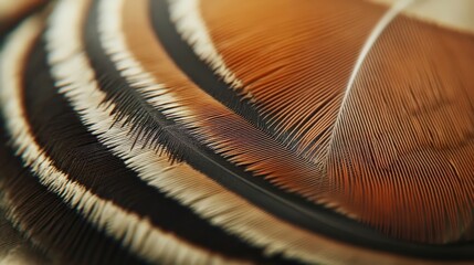 Close-up of a kookaburra feather, featuring earthy tones of brown, black, and cream in bold patterns