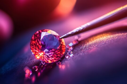 A stunning ruby gemstone captured in vibrant colors. The brilliance reflects light beautifully. Gemstones like this shine in jewelry and collections. Generative AI.