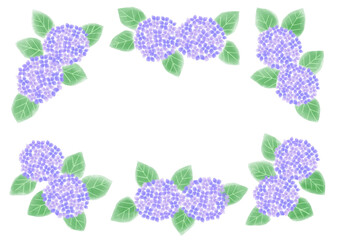 水彩タッチ紫陽花のリースのイラストレーション