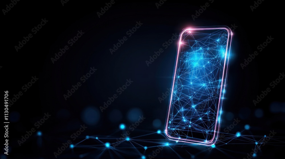 Poster futuristic smartphone network connection digital mobile technology