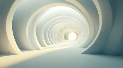 Obraz premium Geometric circular infinity tunnel, minimalist style, soft gradient lighting, abstract 3D render
