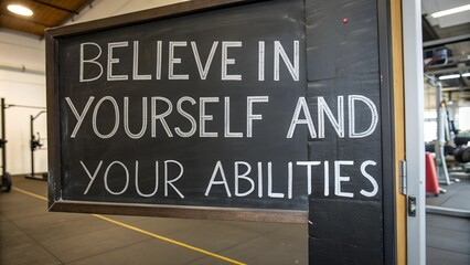 Inspirational fitness quote on a chalkboard
