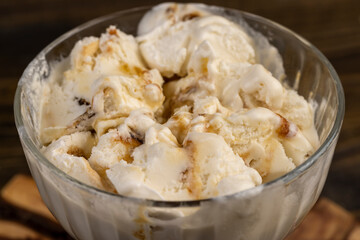 sweet cold ice cream with natural maple syrup