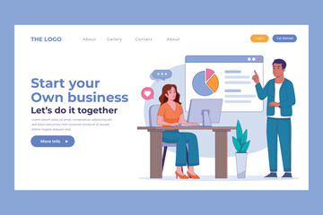 Business scenes landing page template