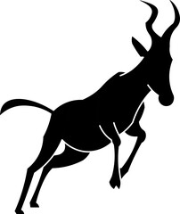 Black jumping antelope on a white background