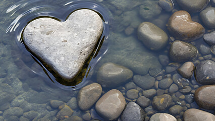 Obraz premium heart shaped rock in water