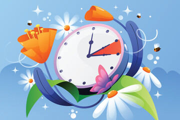Spring forward illustration in gradient design