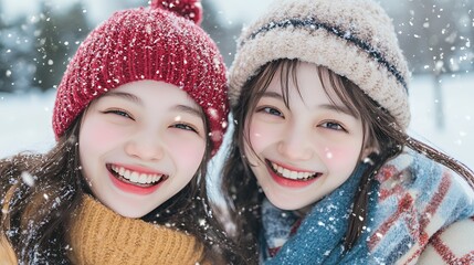 マフラーと日本人女性