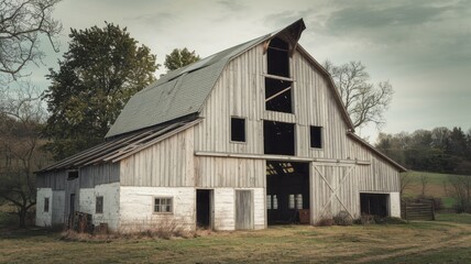 Obraz premium Country cottage in vibrant green fields under blue summer skies