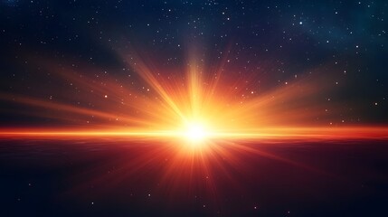 Fototapeta premium Celestial Sunrise Over Dark Planet Surface