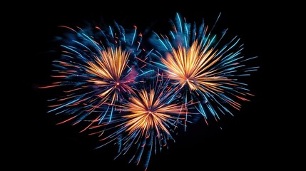 Fototapeta premium Vibrant Fireworks Explosions in Heart Shape on Black Background