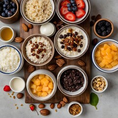 "Customizable Rice Pudding Bar: Chocolate Chips, Nuts, Fruit, Coconut, and Honey"