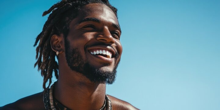 Joyous athlete in mid-run, smiling towards the camera