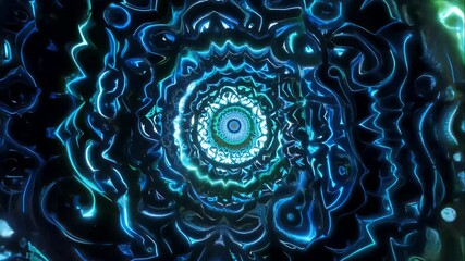 Abstract fractal background with glowing blue and green spirals