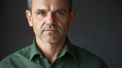 Obraz premium A Serious Portrait of a Man with Receding Hairline