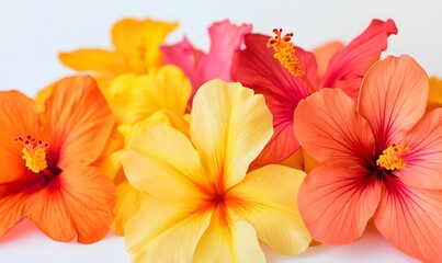 Obraz premium Bright tropical flowers in vibrant orange and yellow tones, Generative AI